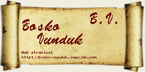 Boško Vunduk vizit kartica